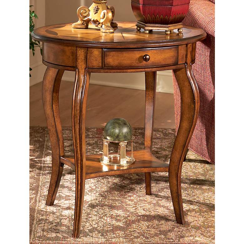 Image 1 Olive Ash Burl Oval Accent Table