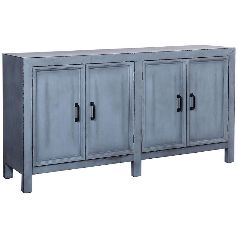 Image 2 Olive Blue 60 inch Wide 4-Door Wooden Cabinet