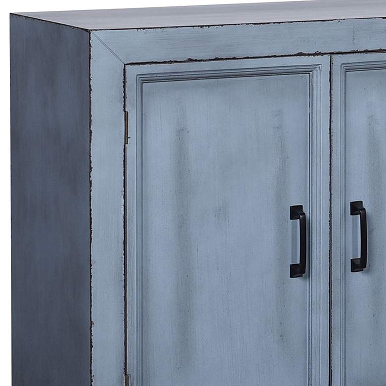 Image 3 Olive Blue 60" Wide 4-Door Wooden Cabinet more views