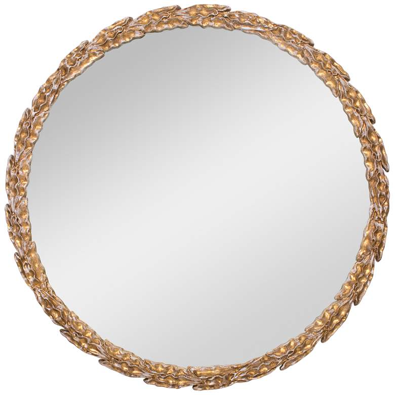 Image 1 Olive Branch Gold Leaf 36" Round Wall Mirror
