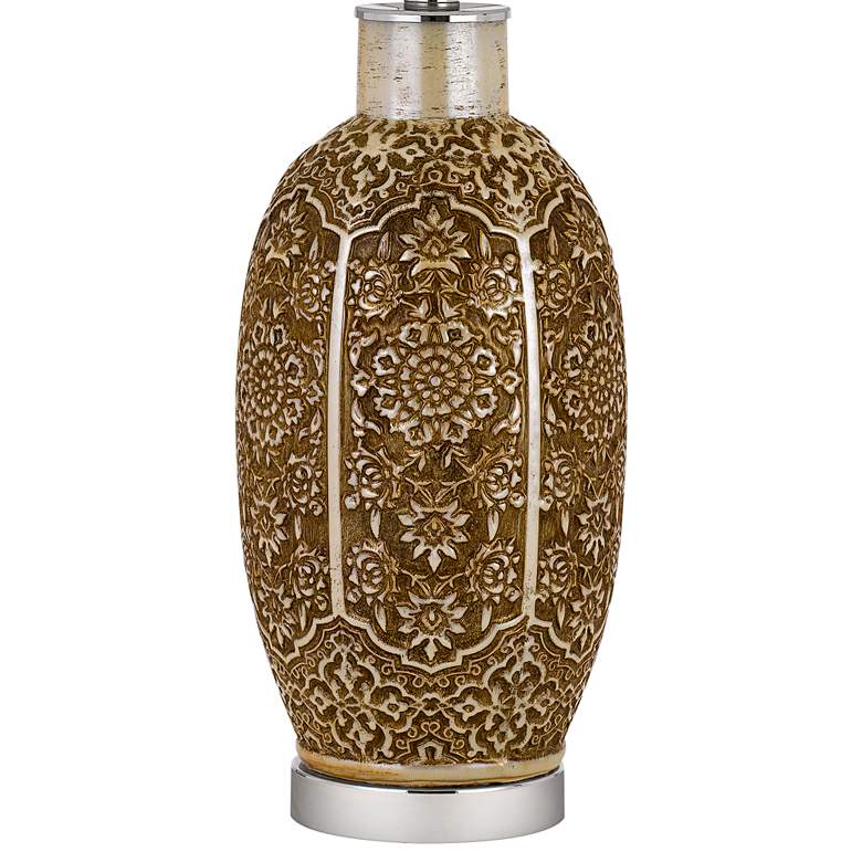 Image 4 Olive Cinnamon Ceramic Table Lamp with Mosaic Pattern more views