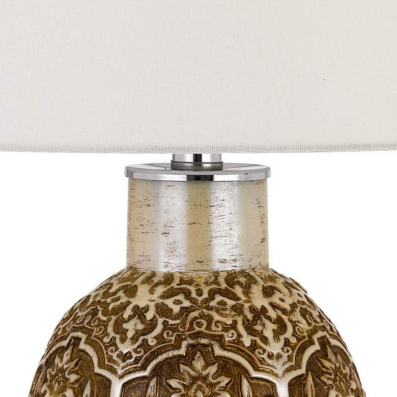 Image 5 Olive Cinnamon Ceramic Table Lamp with Mosaic Pattern more views