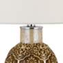 Olive Cinnamon Ceramic Table Lamp with Mosaic Pattern