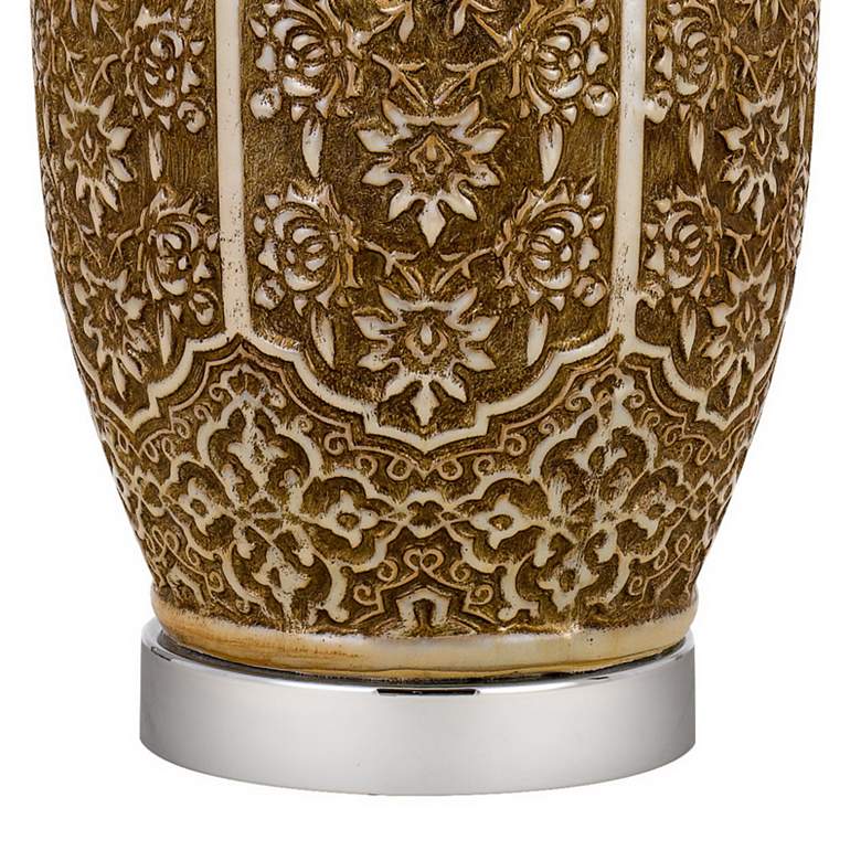 Image 6 Olive Cinnamon Ceramic Table Lamp with Mosaic Pattern more views