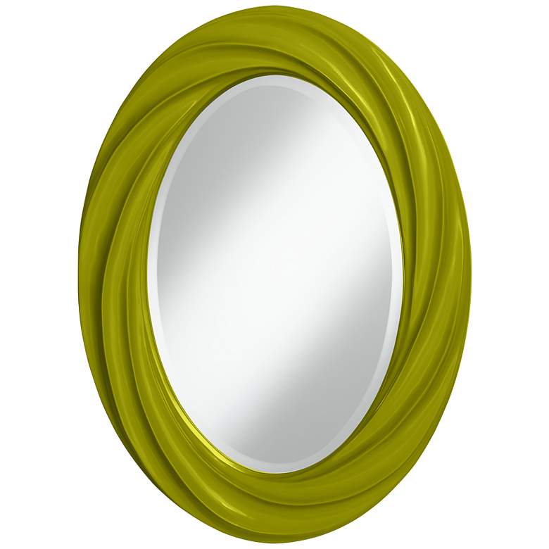 Image 1 Olive Green 30 inch High Oval Twist Wall Mirror