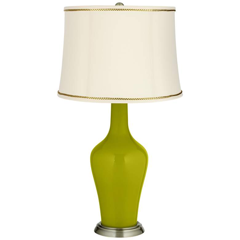 Image 1 Olive Green Anya Table Lamp with President&#39;s Braid Trim