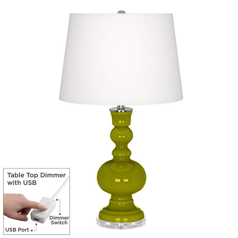 Image 1 Olive Green Apothecary Table Lamp with Dimmer