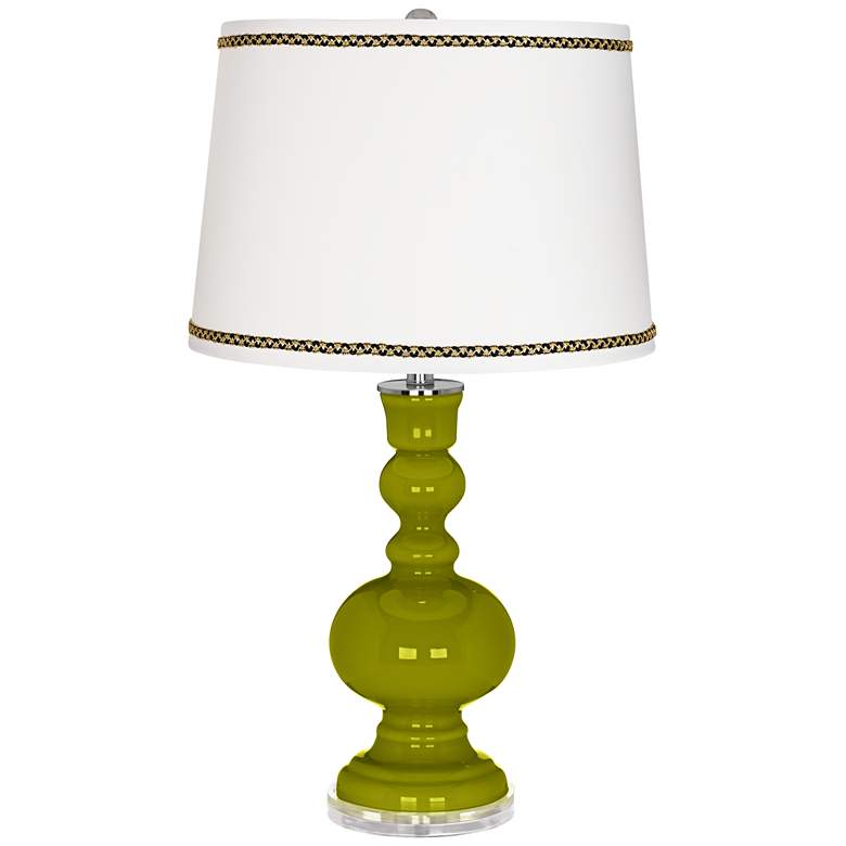 Image 1 Olive Green Apothecary Table Lamp with Ric-Rac Trim