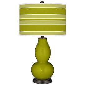 Image1 of Olive Green Bold Stripe Double Gourd Table Lamp