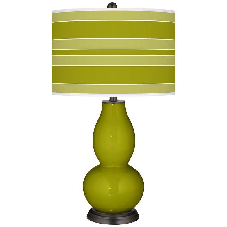 Image 1 Olive Green Bold Stripe Double Gourd Table Lamp