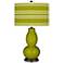 Olive Green Bold Stripe Double Gourd Table Lamp