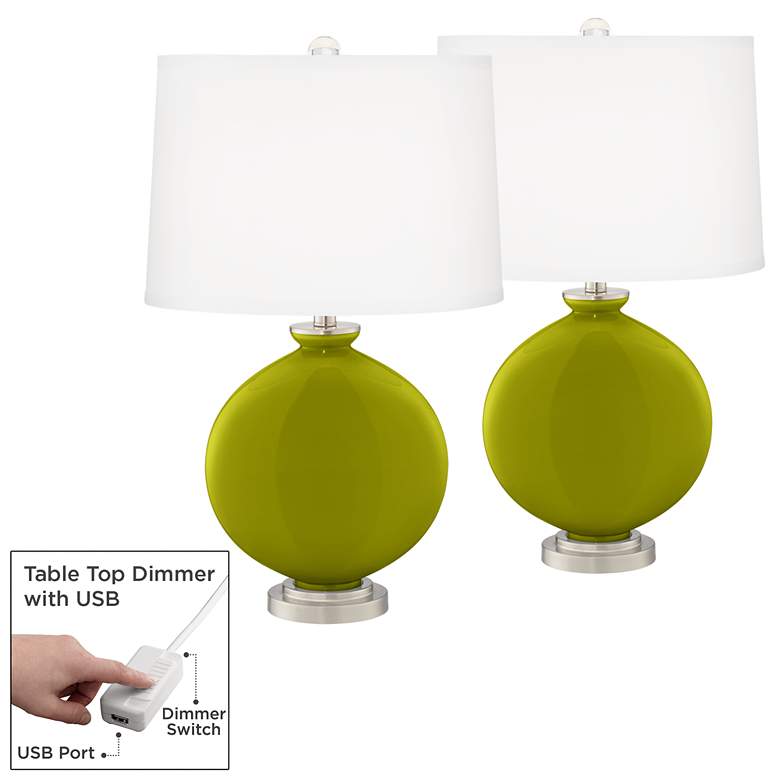 Image 1 Olive Green Carrie Table Lamp Set of 2 with Dimmers