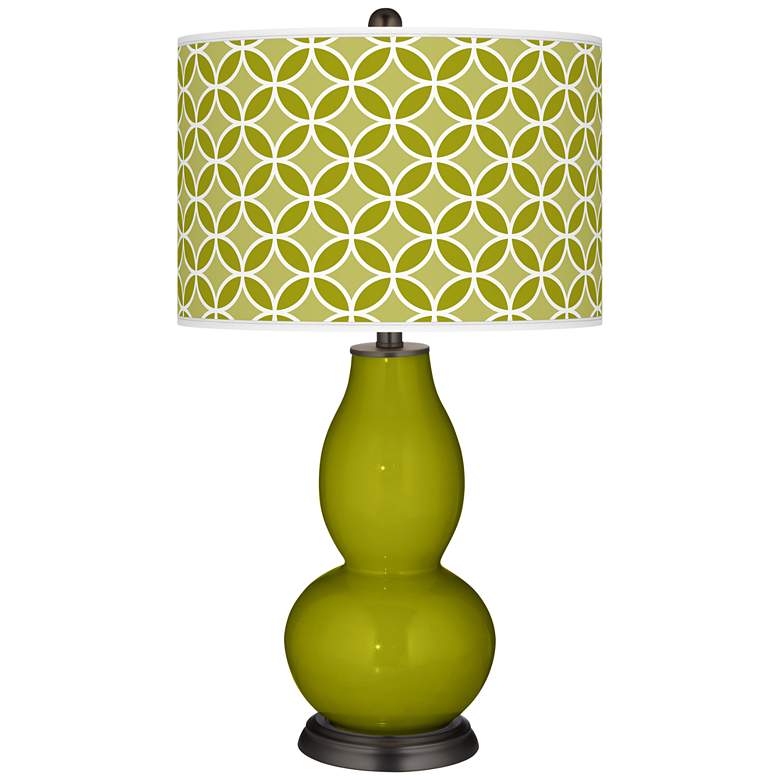 Image 1 Olive Green Circle Rings Double Gourd Table Lamp
