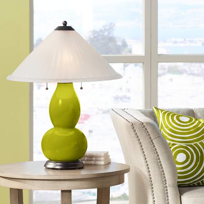 Image 1 Olive Green Fulton Table Lamp with Fluted Glass Shade