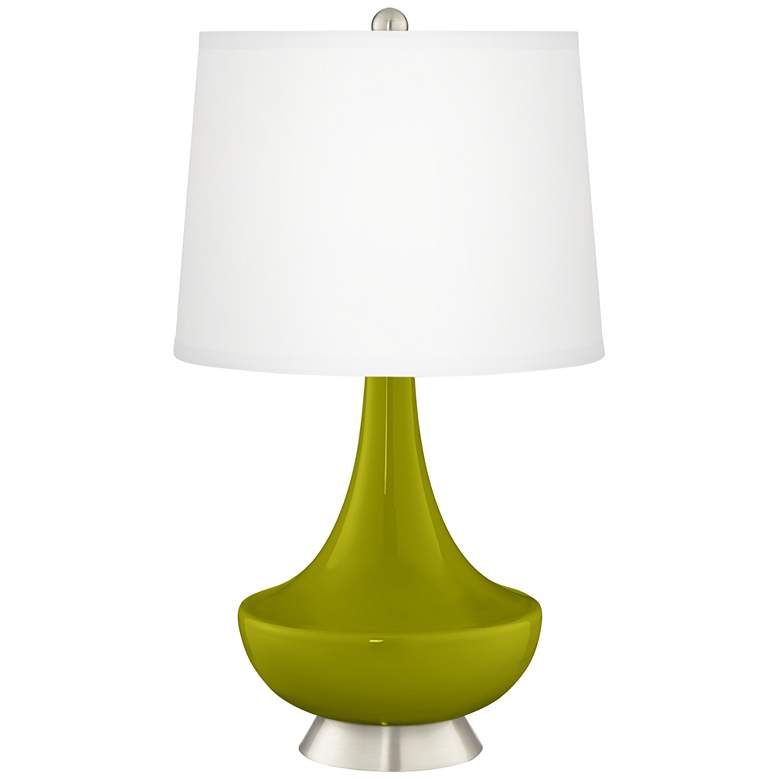 Image 2 Olive Green Gillan Glass Table Lamp with Dimmer