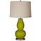 Olive Green Linen Drum Shade Double Gourd Table Lamp