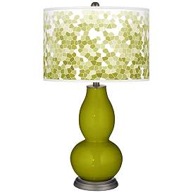 Image1 of Olive Green Mosaic Giclee Double Gourd Table Lamp