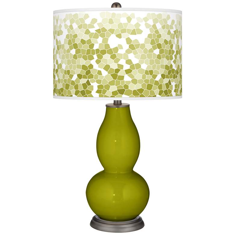Image 1 Olive Green Mosaic Giclee Double Gourd Table Lamp