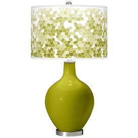 Image1 of Olive Green Mosaic Giclee Ovo Table Lamp