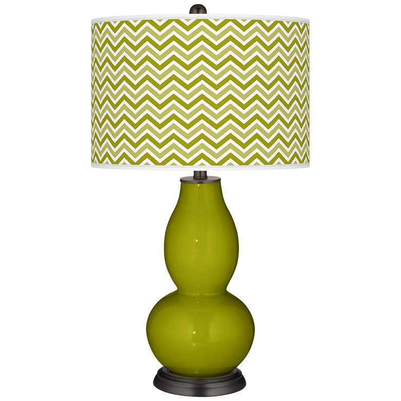 Image 1 Olive Green Narrow Zig Zag Double Gourd Table Lamp