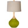 Olive Green Natural Linen Drum Shade Wexler Table Lamp