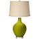 Olive Green Oatmeal Linen Shade Ovo Table Lamp