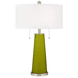 Image2 of Olive Green Peggy Glass Table Lamp With Dimmer