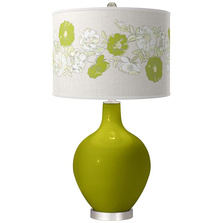 Image 1 Olive Green Rose Bouquet Ovo Table Lamp