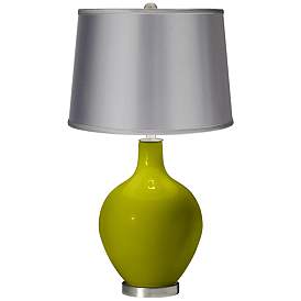 Image1 of Olive Green - Satin Light Gray Shade Ovo Table Lamp