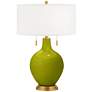 Olive Green Toby Brass Accents Table Lamp with Dimmer
