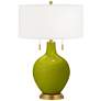 Olive Green Toby Brass Accents Table Lamp