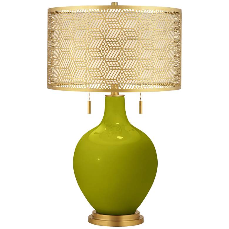 Image 1 Olive Green Toby Brass Metal Shade Table Lamp
