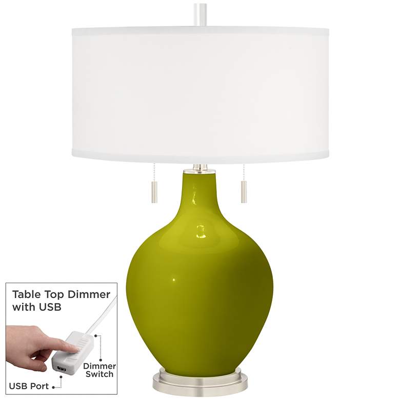 Image 1 Olive Green Toby Table Lamp with Dimmer