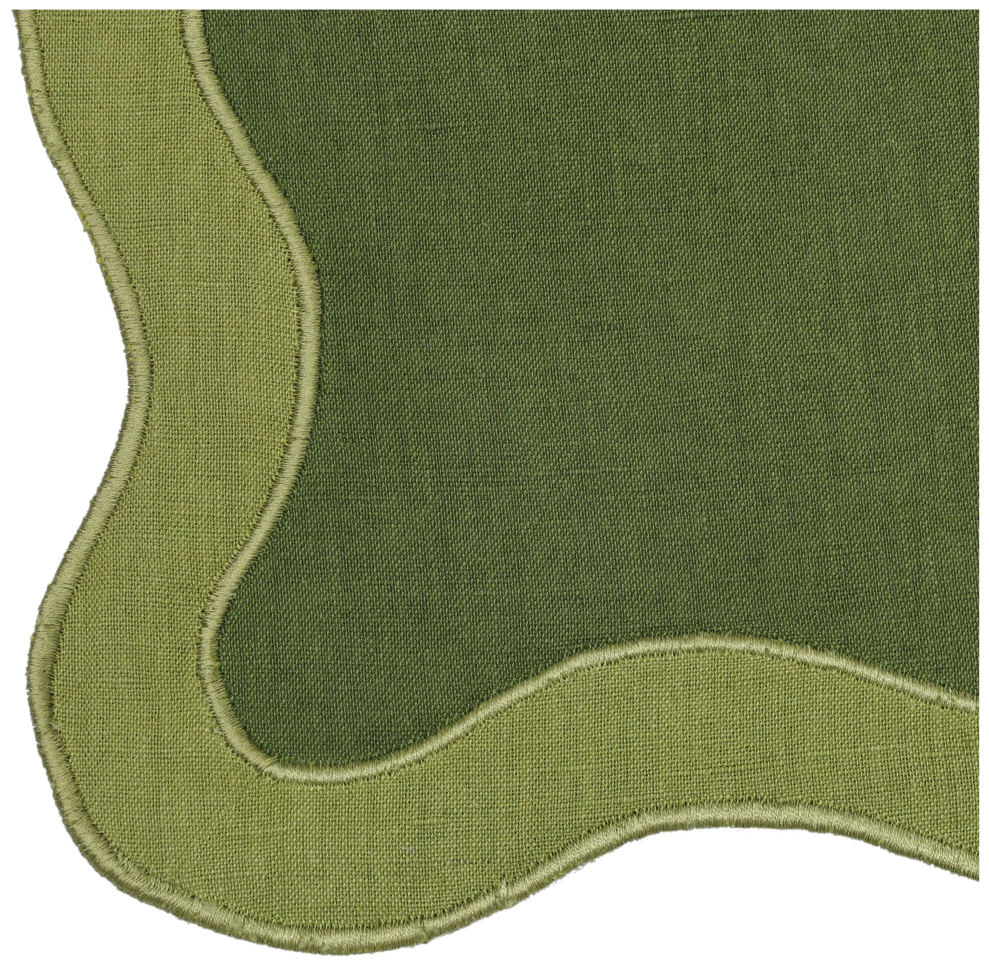 Image 3 Olive on Green Organic Cotton / Linen Wavy Challah Cover more views