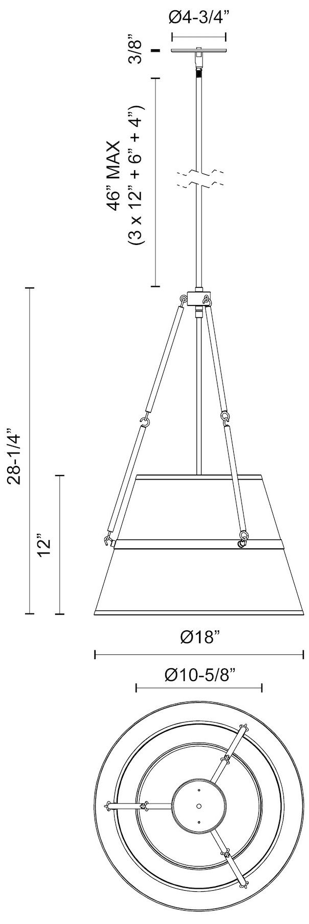 Image 6 Oliver 18-in Brushed Nickel Pendant with White Linen Shade more views