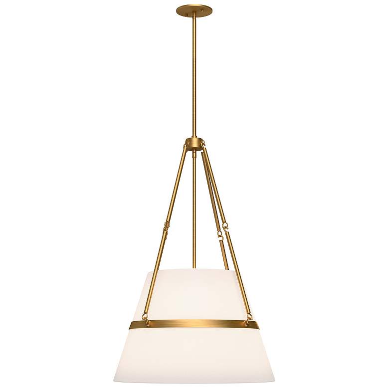 Image 2 Oliver 18" Wide Aged Gold Pendant Light w/ White Linen Shade