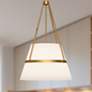 1_Oliver 18" Wide Aged Gold Pendant Light w/ White Linen Shade