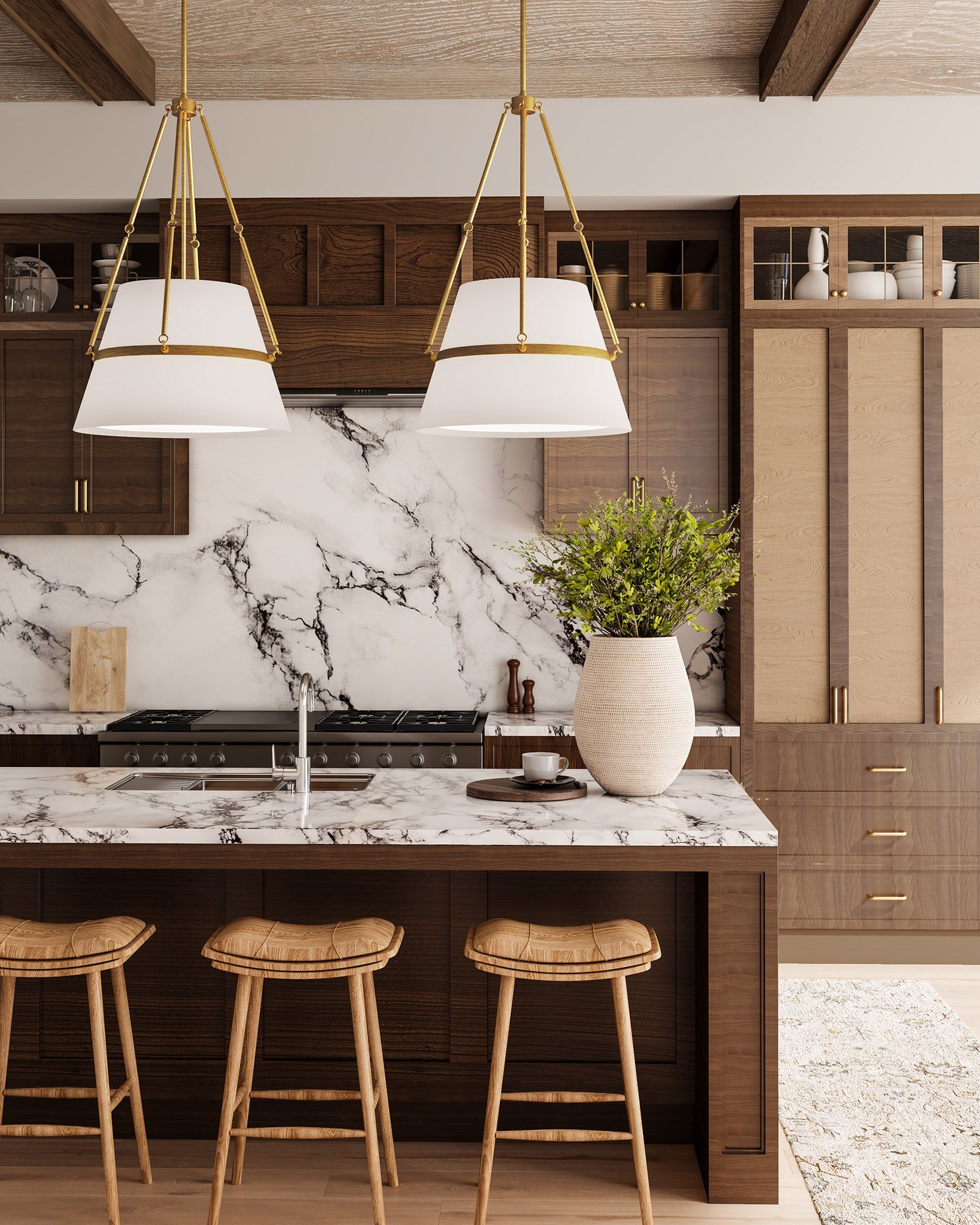 Image 3 Oliver 18" Wide Aged Gold Pendant Light w/ White Linen Shade more views