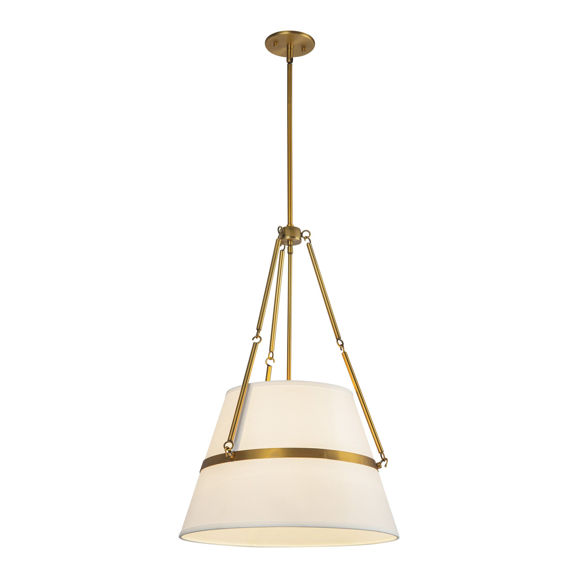 Image 4 Oliver 18" Wide Aged Gold Pendant Light w/ White Linen Shade more views