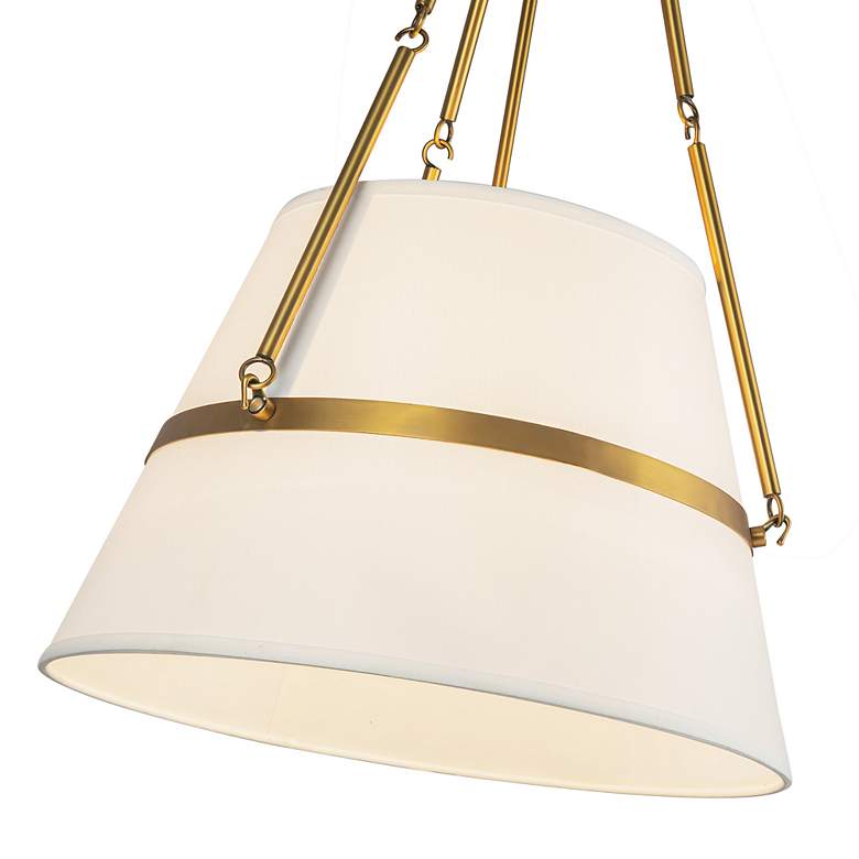 Image 5 Oliver 18" Wide Aged Gold Pendant Light w/ White Linen Shade more views