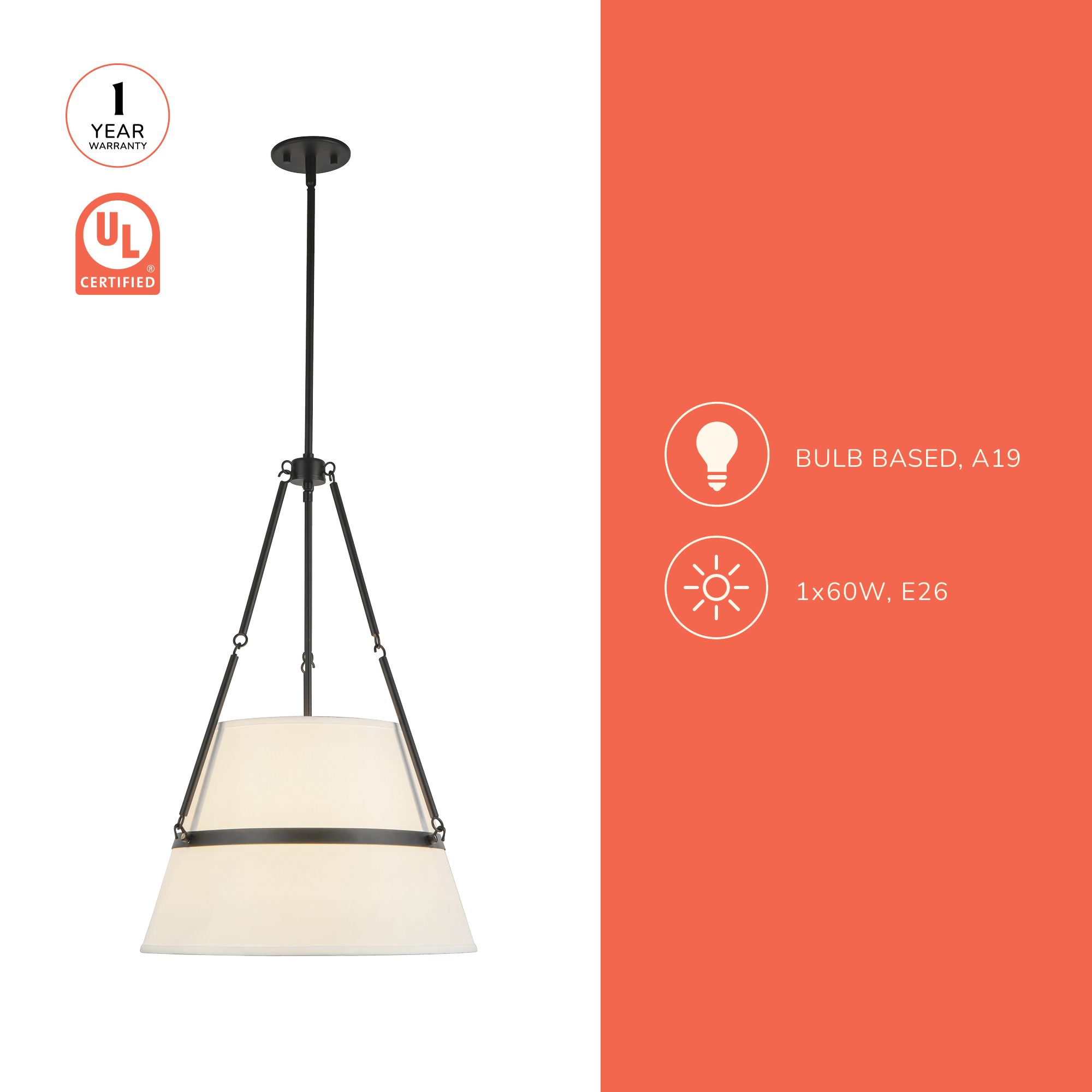 Oliver 18" Wide Aged Gold Pendant Light w/ White Linen Shade