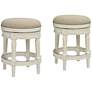 1_Oliver 24 1/2" Cream Fabric Backless Swivel Counter Stools Set of 2