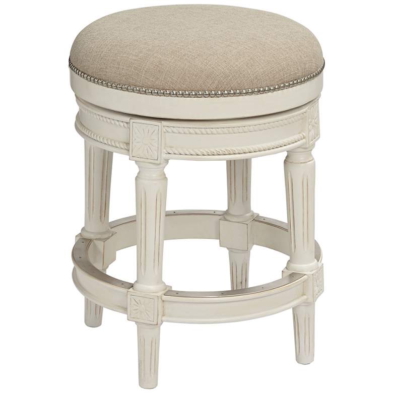Image 5 Oliver 24 1/2" Cream Fabric Backless Swivel Counter Stools Set of 2 more views