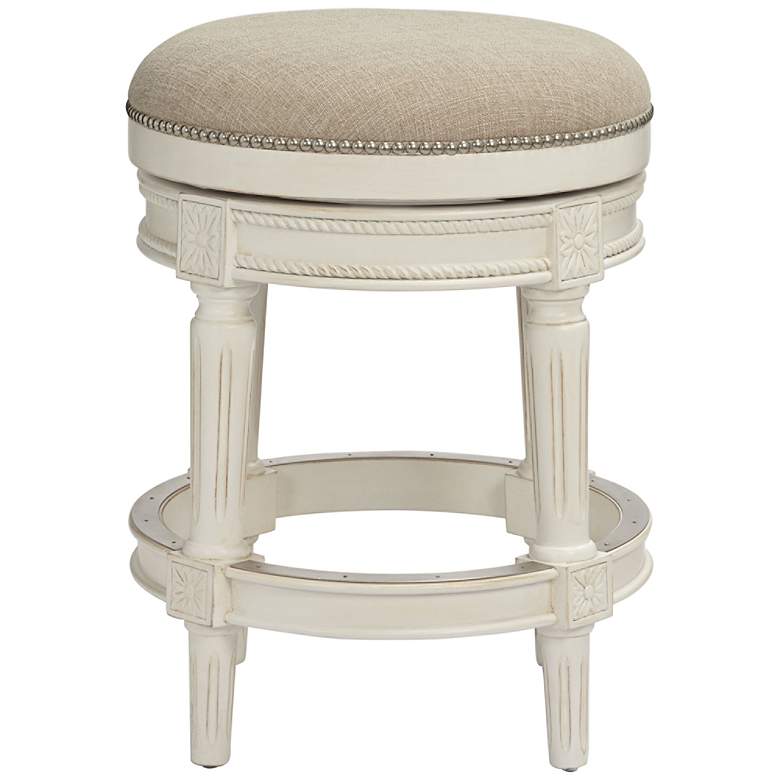 Image 7 Oliver 24 1/2" Cream Fabric Backless Swivel Counter Stools Set of 2 more views