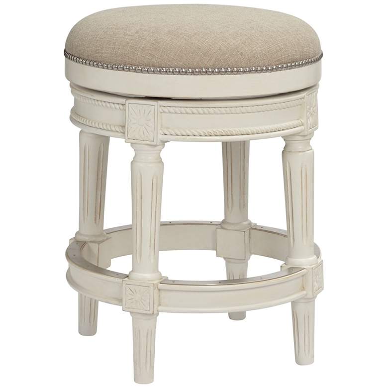 Image 2 Oliver 24 1/2" Cream Fabric Backless Swivel Seat Counter Stool
