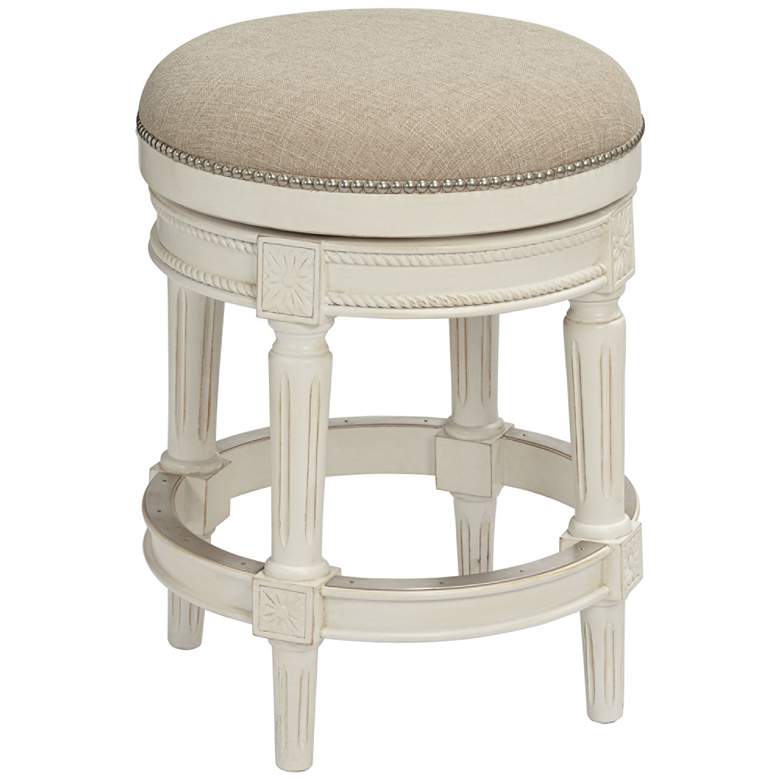 Image 6 Oliver 24 1/2" Cream Fabric Backless Swivel Seat Counter Stool more views