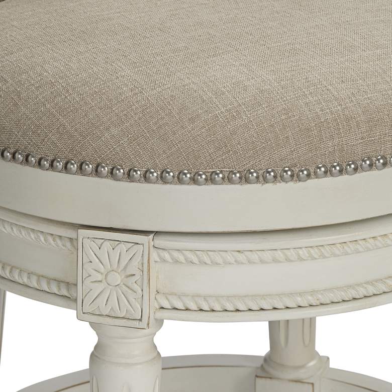 Image 5 Oliver 24 1/2" Cream Fabric Scroll Back Swivel Counter Stool more views