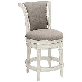 Image3 of Oliver 24 1/2" Pewter and White Traditional Swivel Counter Stool