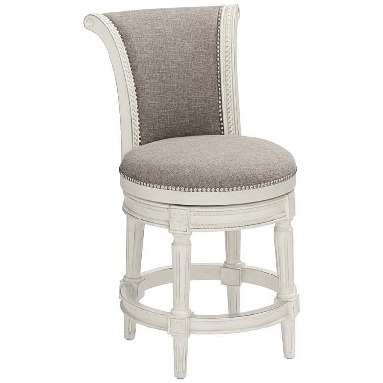 Image 3 Oliver 24 1/2" Pewter and White Traditional Swivel Counter Stool