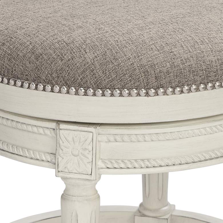 Image 5 Oliver 24 1/2" Pewter and White Traditional Swivel Counter Stool more views